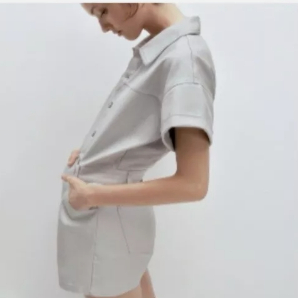 NWOT Zara Denim Shimmer Romper Size XS - Picture 3 of 8